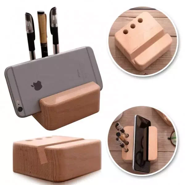 Soporte de madera para teléfono