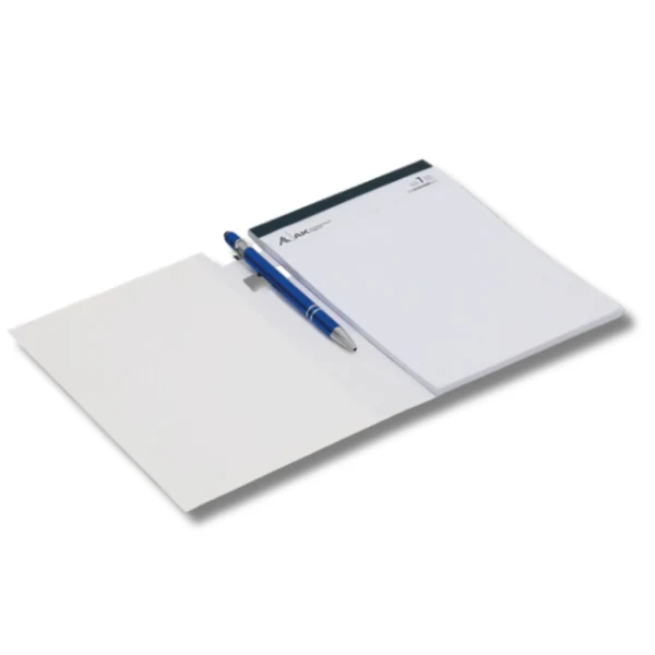 Bloc de notas con cubierta superior y accesorio