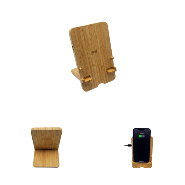Caricabatterie Wireless in Bambù