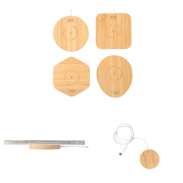 Caricabatterie Wireless in Bambù