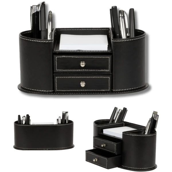 Porte-stylo tiroir en cuir